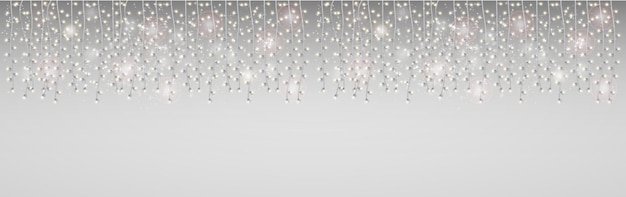 빛나는 화환이 있는 크리스마스 프레임 밝은 별과 휴일 엽서용 램프