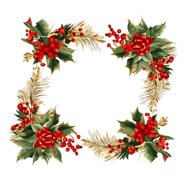 Christmas frame with leaves background