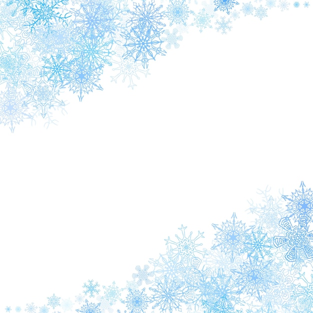 Christmas frame with small blue snowflakes