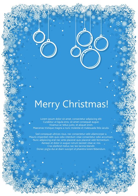 Christmas frame with snowflakes over blue background.vector eps10.