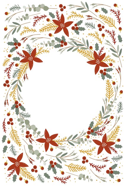 Vector christmas frame with wreath.