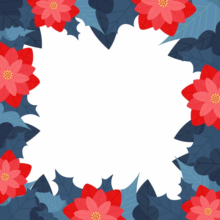 Vector christmas frame for your design christmas decor from poinsettia flowers