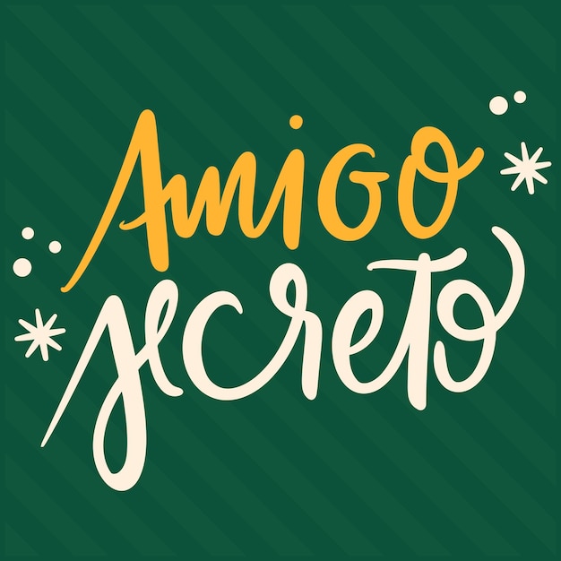 Christmas Friends Brazilian Portuguese Hand Lettering Calligraphy Vector