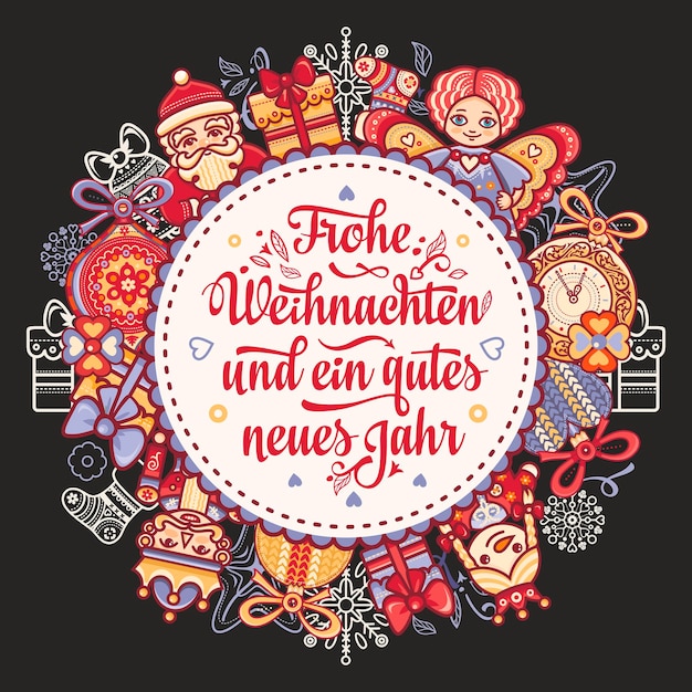Vettore christmas frohe weihnachten cartolina di natale in tedesco weihnachten in deutschland happy chris