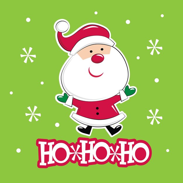 Vector christmas fun santa claus with snowflakes and ho ho ho wordings isolated christmas vector