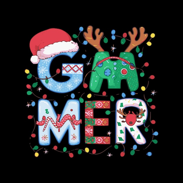 クリスマスゲームTシャツデザイン