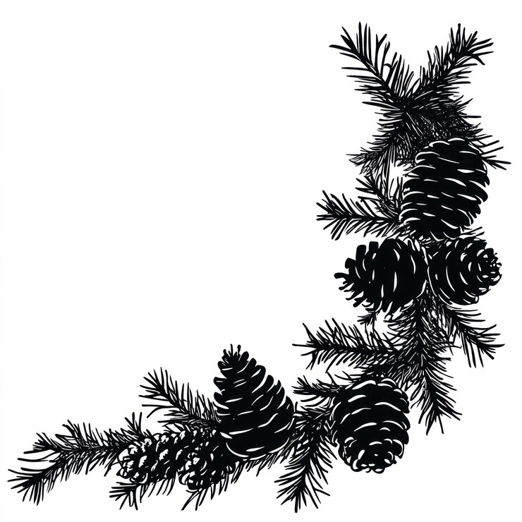 Vector christmas garland corner clean simple vector silhouette black