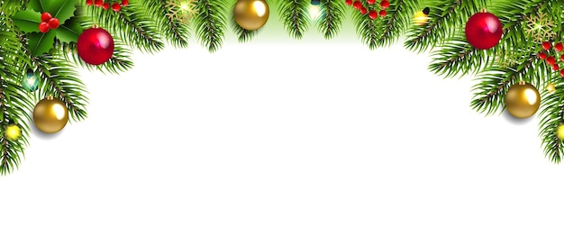 Christmas Garland And Toys Wth White background