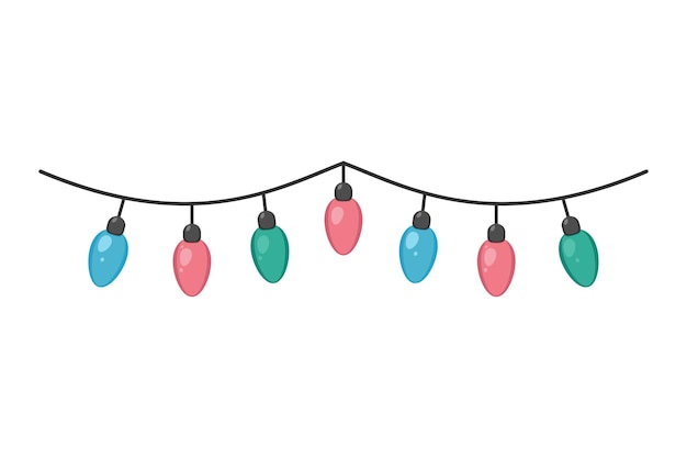 Christmas garland with colored bulbs