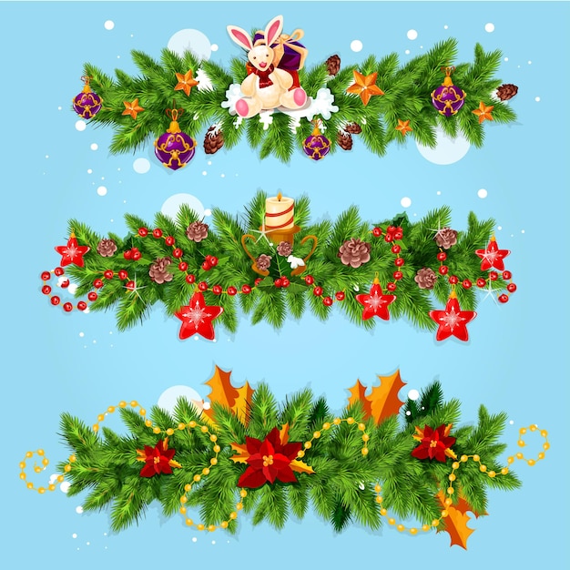 Christmas garland for Xmas greeting card design