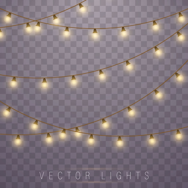 Vector christmas garlands decorations. led neon lamp.