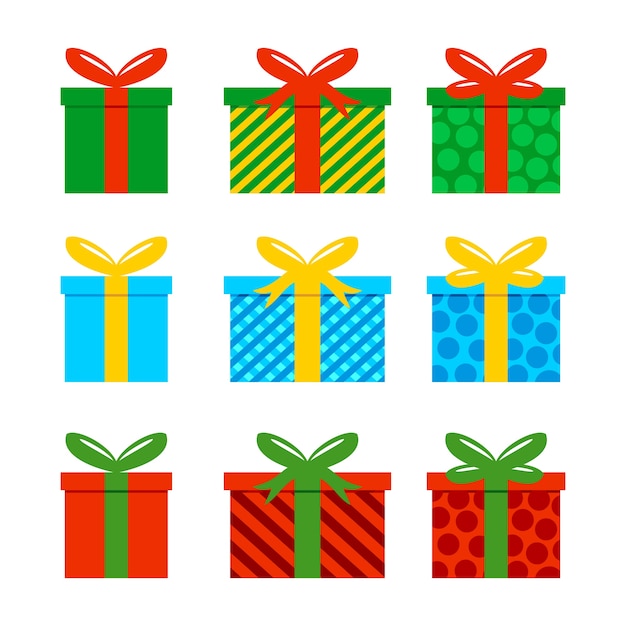 Vector christmas gift box icon set