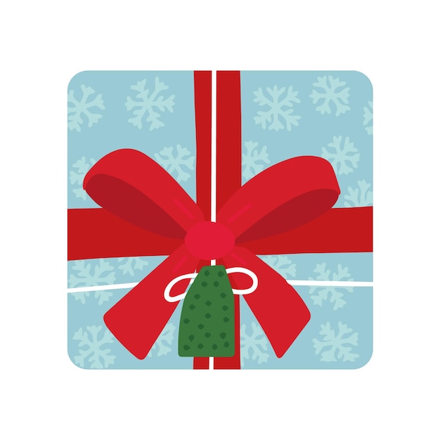 Рождественская подарочная коробка с красной лентой и бантом изолированных иллюстрация Векторный клипарт Рождественский подарок