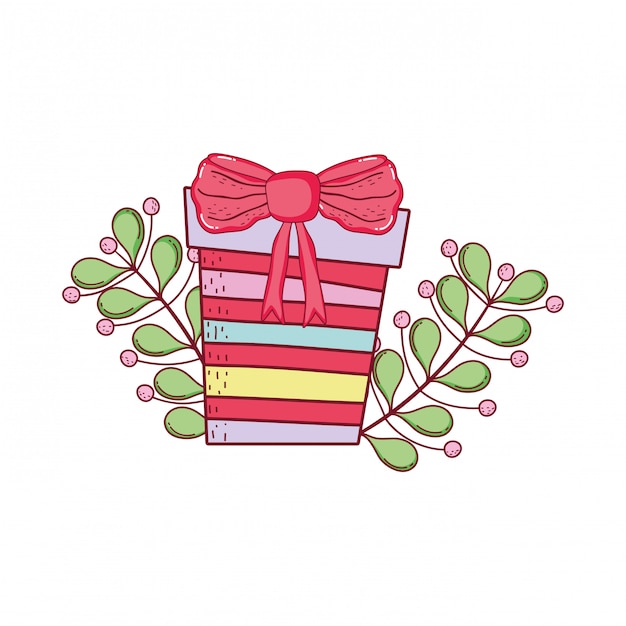 Christmas gift box with wreath