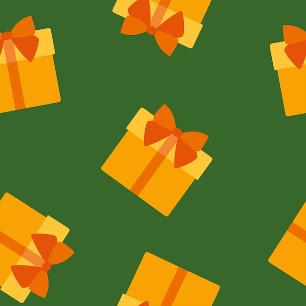 Рождественские подарочные коробки векторный узор в стиле ретро Бесшовный фон с подарочными коробками с бантами Иллюстрация для поздравительных открыток, приглашений, плакатов
