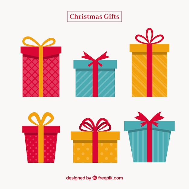 Christmas gift set in flat design