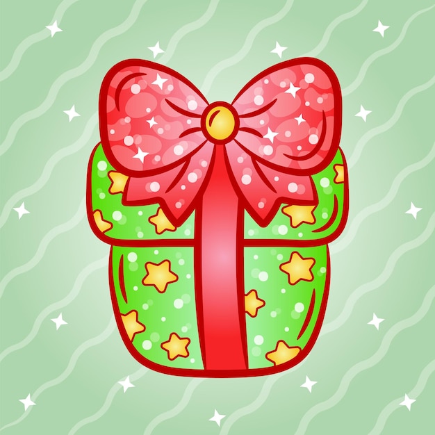 Christmas gift sticker drawing with gradient colors