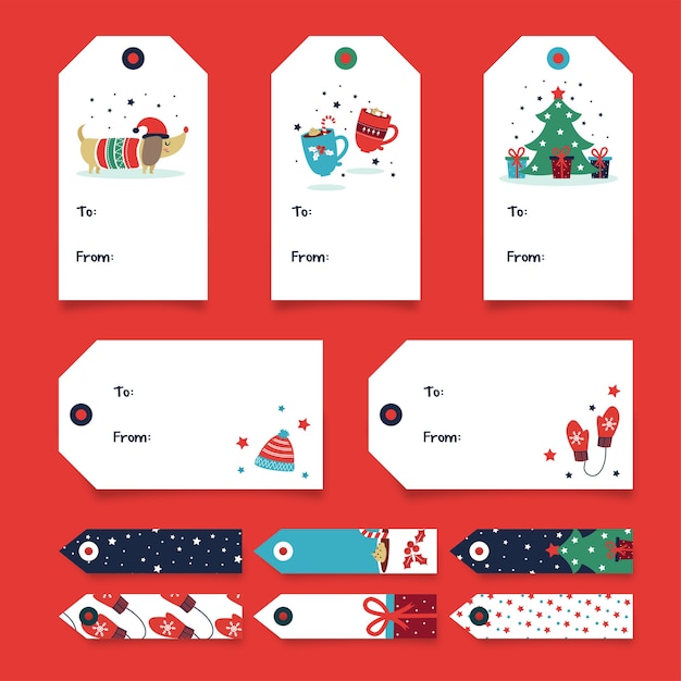 Christmas gift tag collection - dog and tree