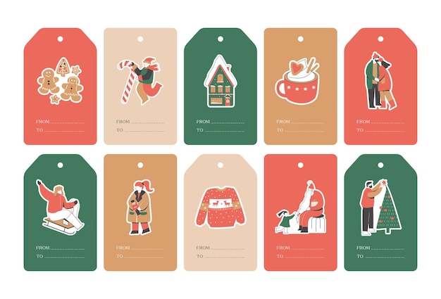 Christmas gift tags collection for wrapping presents for holidays