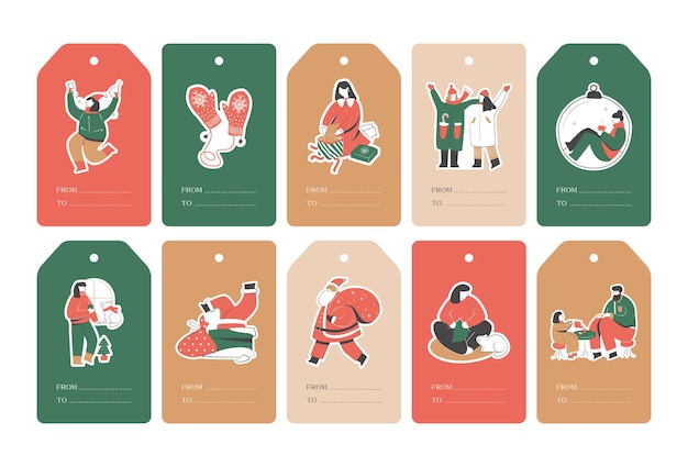 Christmas gift tags collection for wrapping presents for holidays