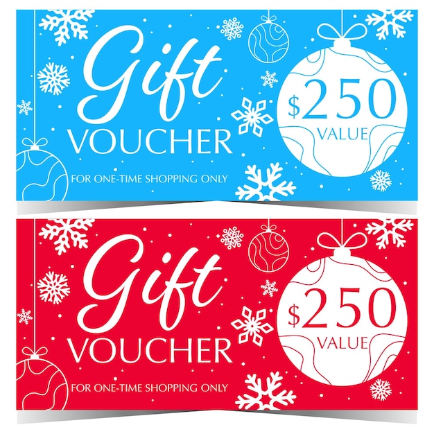 Christmas gift voucher or New Year gift certificate for winter sale and discount shopping season.