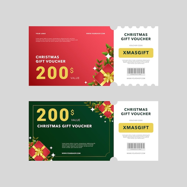 Vector christmas gift voucher template collection