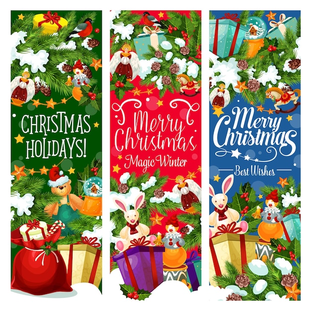 Christmas gift with New Year garland banner design