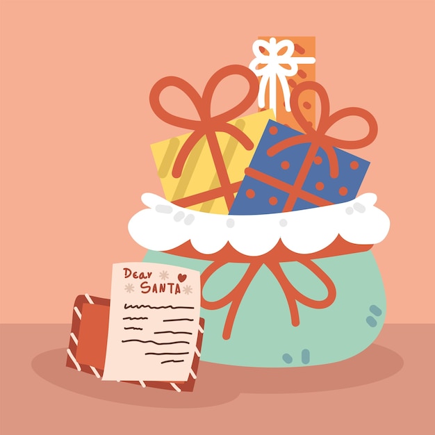 Vector christmas gifts and letter