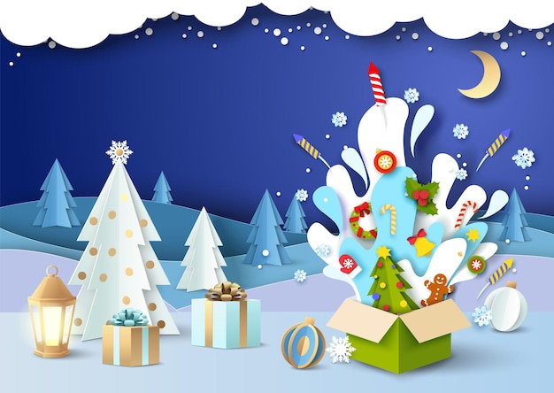 Christmas sweet gift box explosion of paper Vector Image