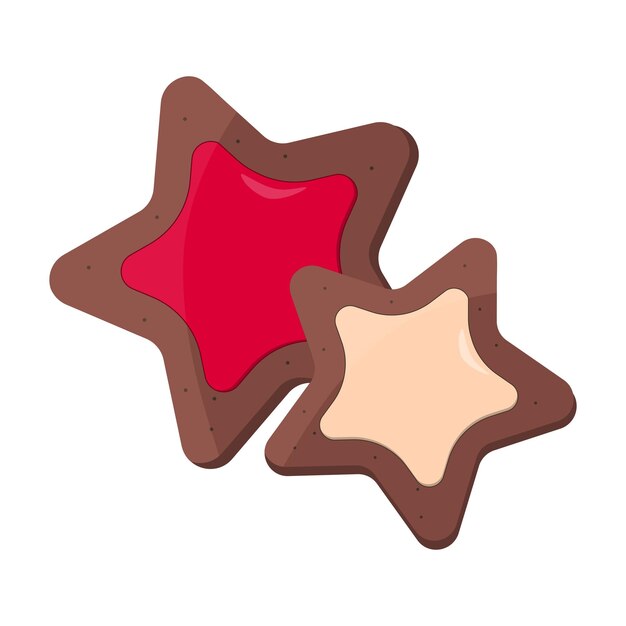 Рождественское имбирное печенье в форме звезды на белом фоне