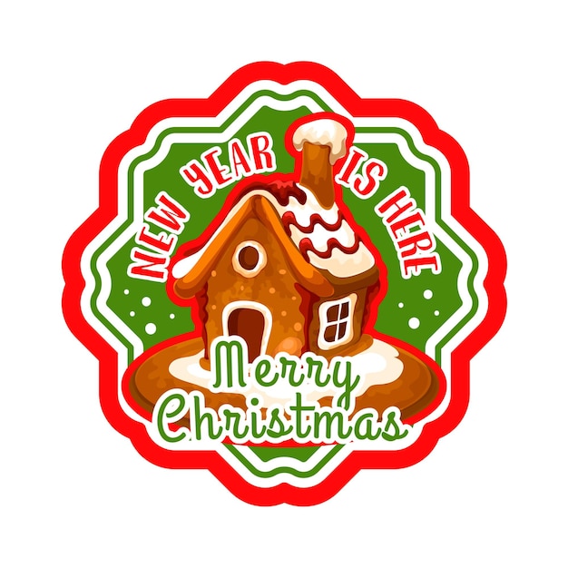 Christmas gingerbread cookie house label design