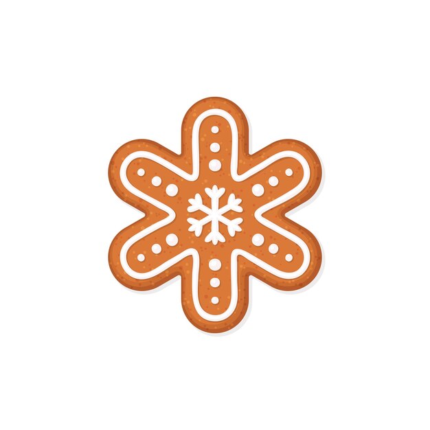 Vector christmas gingerbread cookie in shape of snowflake vector illustration