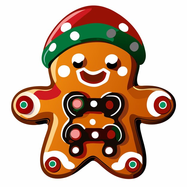 Vector christmas gingerbread cookies hand drawn flat stylish cartoon sticker icon concept isolated