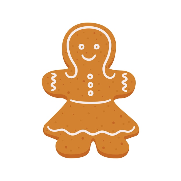 女の子の形をしたクリスマスのジンジャーブレッドクッキージンジャーブレッドの女性孤立したベクトルオブジェクト