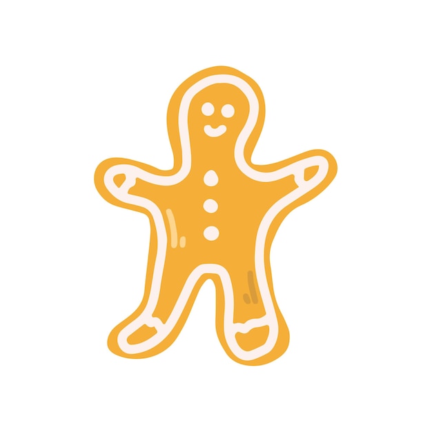 Christmas gingerbread funny little man vector flat illustration on white background