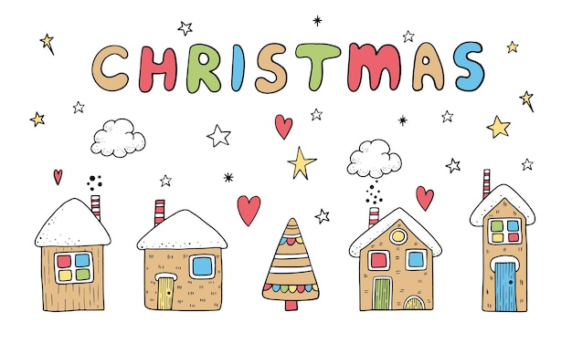 Christmas Gingerbread House. Vector illustration for illustration for the winter holidays and greeting cards.