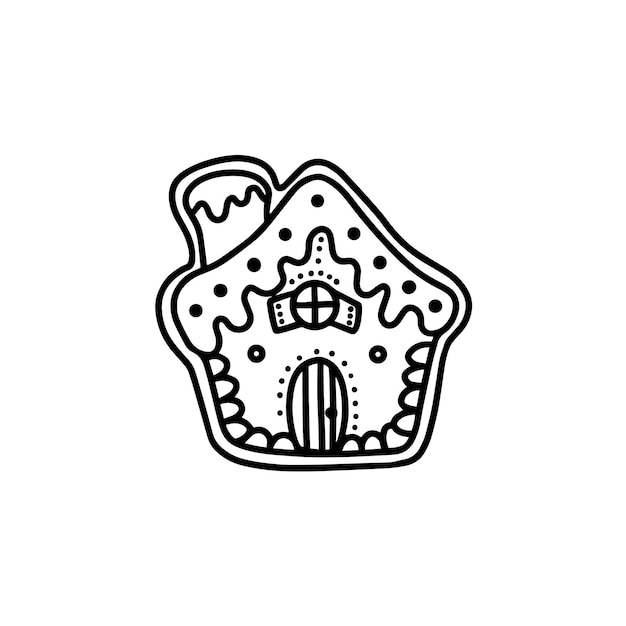 Vector christmas gingerbread housedoodle style