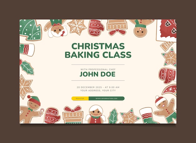 Christmas Gingerbread Invitation Card Template