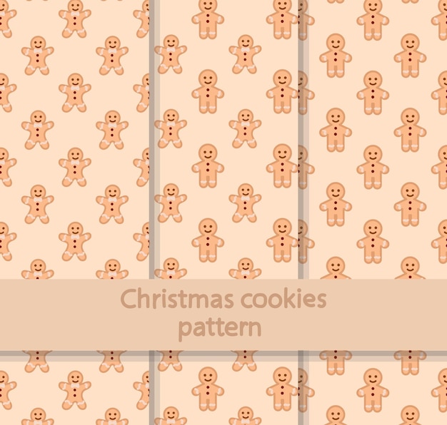 Christmas gingerbread man hand drawn patterns collection with different styles. pattern for gifts.