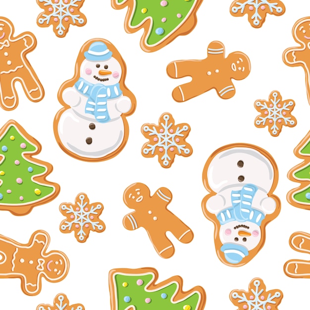 Christmas gingerbread seamless pattern