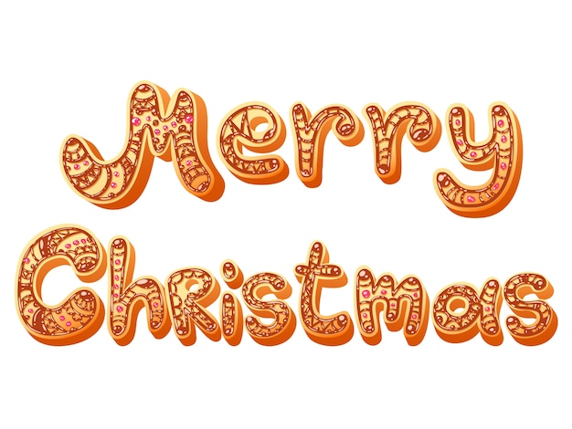 Vector christmas gingerbread text letters sign isolated