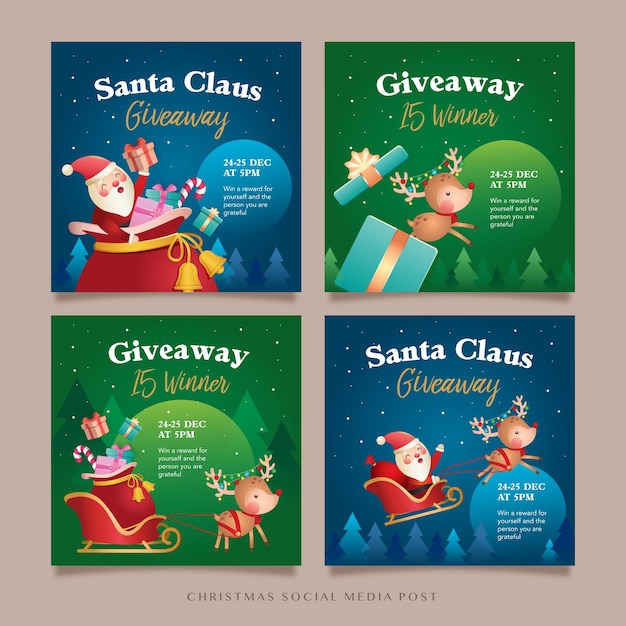 Christmas giveaway social media post with Santa Claus.