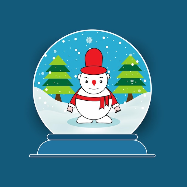 Christmas glass ball with snowman and tree