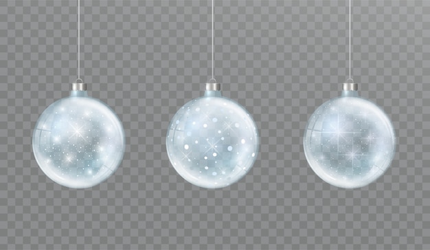 Рождественский стеклянный прозрачный шар со снегом и свечением набор зимних украшений