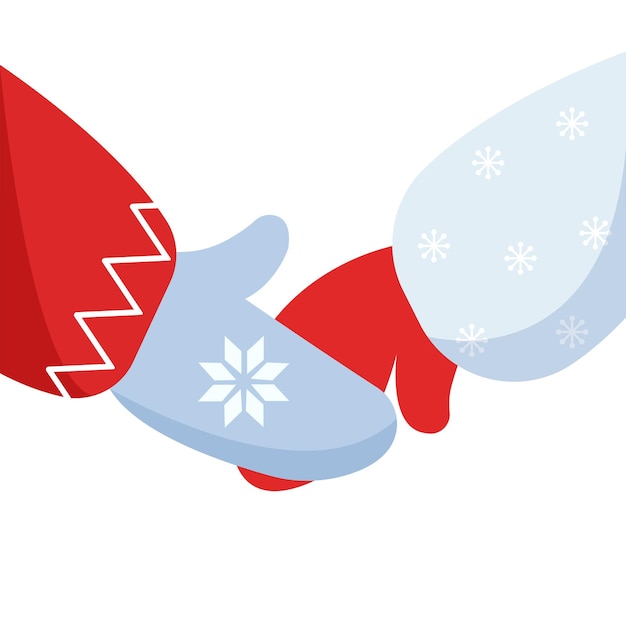 白い背景の上のクリスマスの手袋。フラットな漫画のスタイルのベクトル グラフィックス
