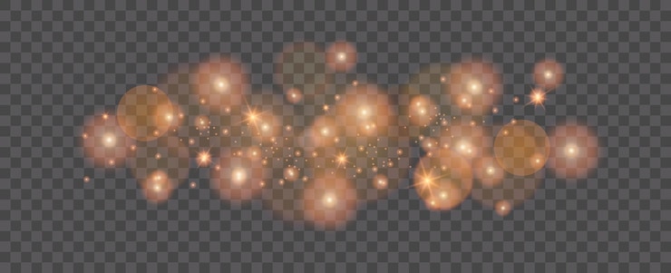 Vector christmas glowing bokeh confetti light festive sparkling gold dust holiday powder dust for cards