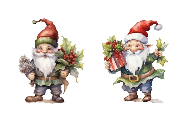 Christmas gnome clipart isolated vector illustration
