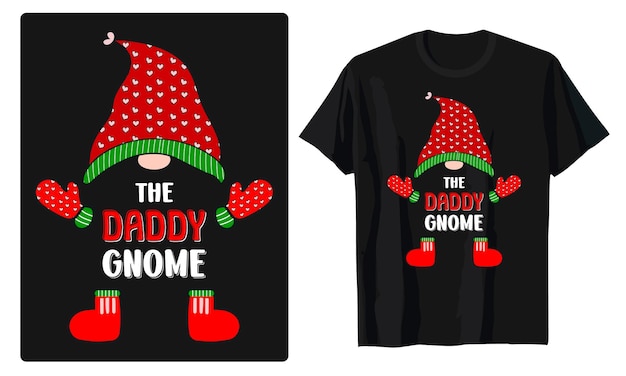 Vector christmas gnome costume matching family t-shirt design