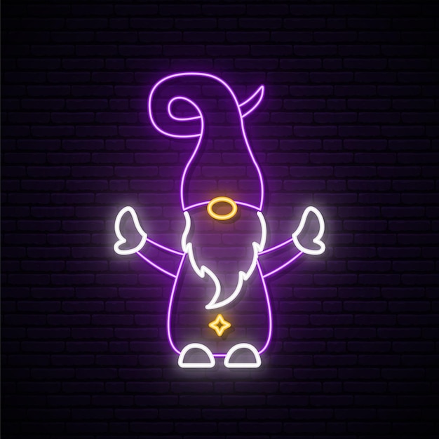 Vector christmas gnome neon sign