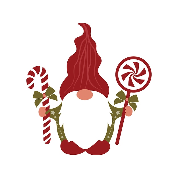 Рождественский гном svg вектор иллюстрация Три гнома держат новогодние предметы